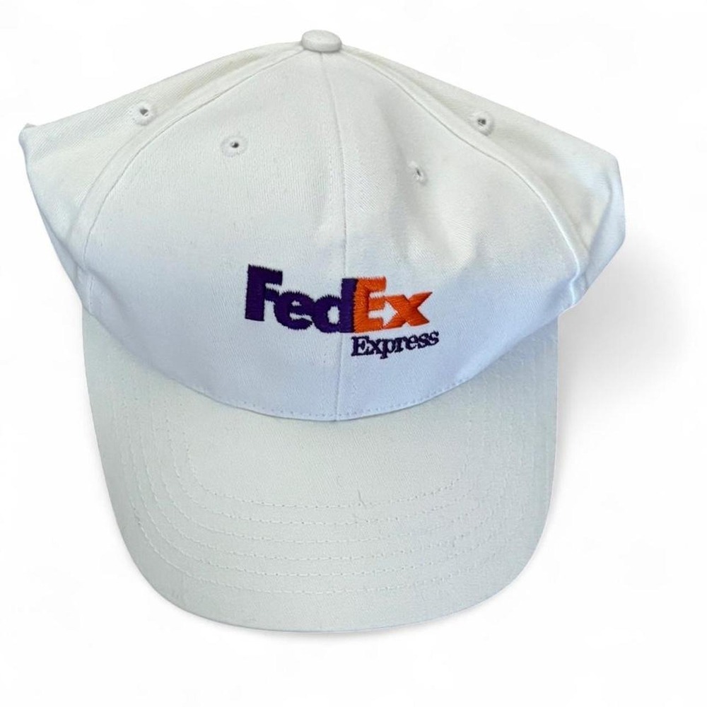 Vintage FedEx Express White Embroidered Snapback Hat Cap